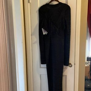 Black long sleeve dress, long length